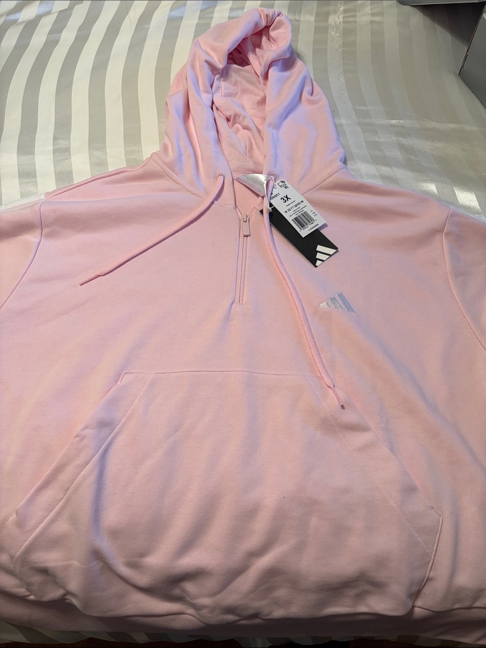 adidas Pink Half-Zip Hoodie with Kangaroo Pocket
